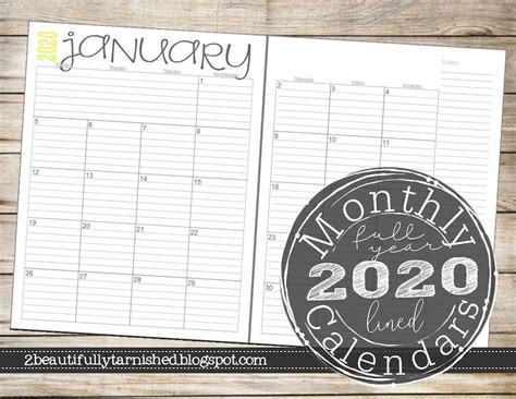 2022 Monday Start Lined Monthly Calendars 85x11 Landscape Etsy Beautiful Printable Calendars