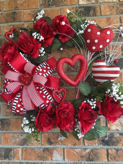 Valentine Wreath Valentines Front Door Wreathheart Etsy Valentine