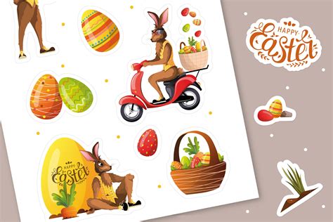 Easter Stickers Printable Stickers Easter Clipart Digital Etsy