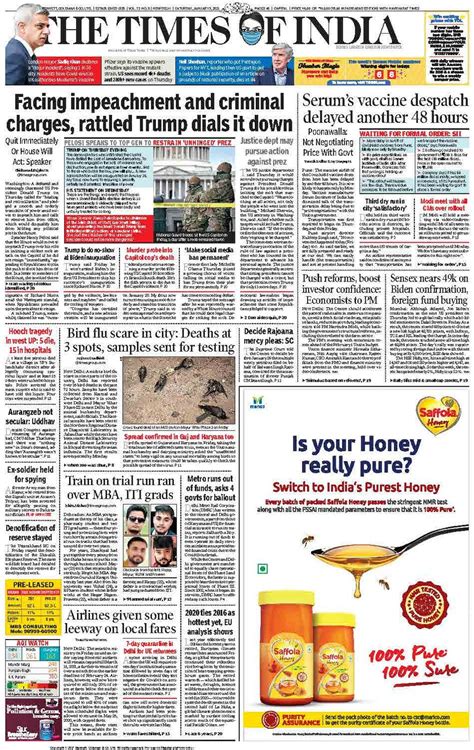 The Times of India Delhi-January 09, 2021 Newspaper