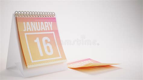 3d Rendering Trendy Colors Calendar On White Background January 16