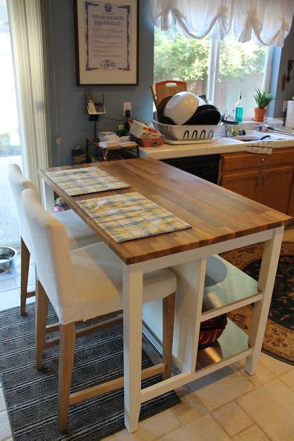 Narrow kuhnhenn kitchen cart with solid wood top. another view of the ikea island. | Small kitchen tables ...