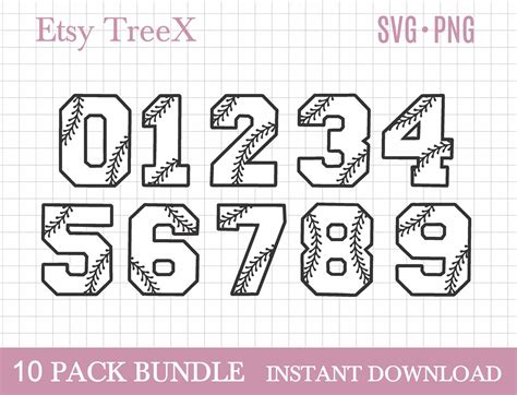 Baseball Numbers Svg Bundle By Oxee Baseball Stich Font Svg Etsy