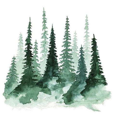 Woodland Trees 1 Art Print 5 X 5 Watercolor Artwork Watercolor