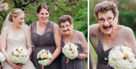 this bride chose her 89 year old grandmother as her bridesmaid and she was the life of the party