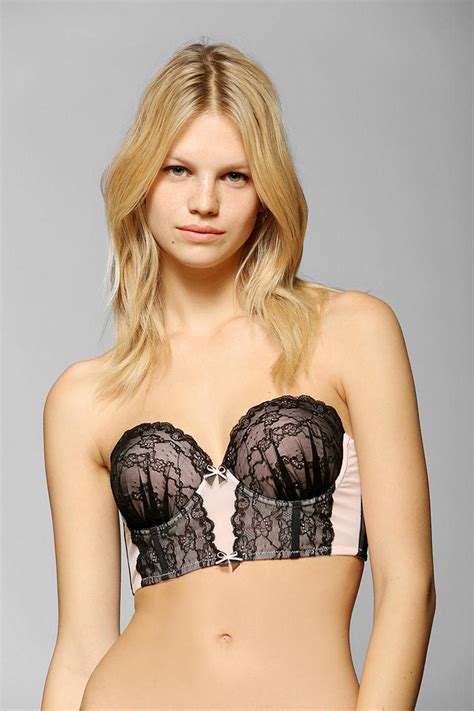 Lyst Betsey Johnson Strapless Lace Bustier Bra In Pink