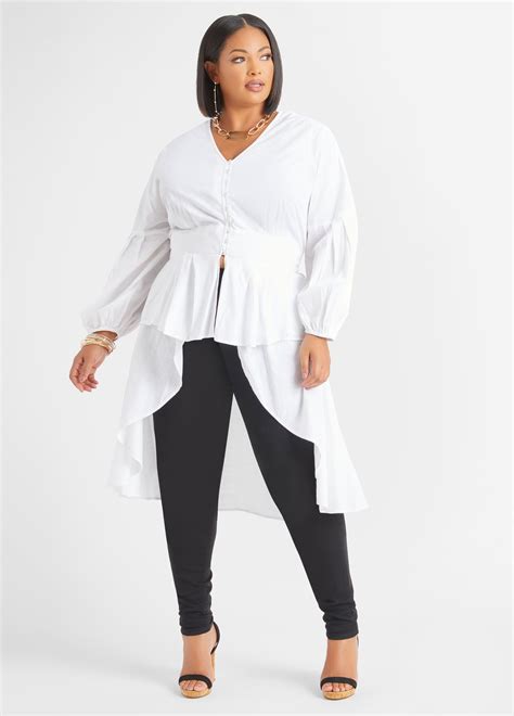 Plus Size Tunic Cotton Plus Size Hi Low Duster Top Ruffle Top In 2022