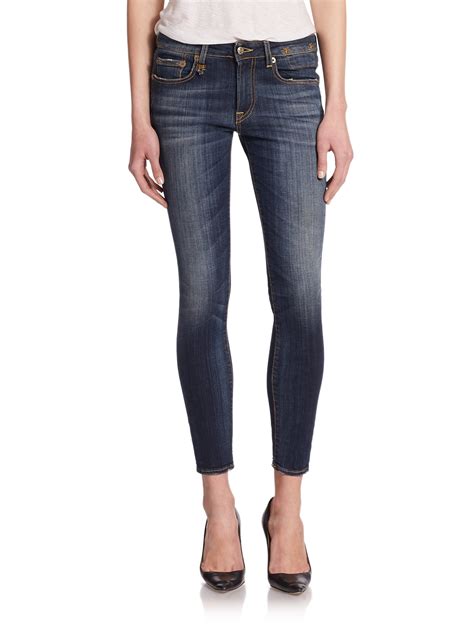 R Alison Cropped Skinny Jeans In Blue Lyst