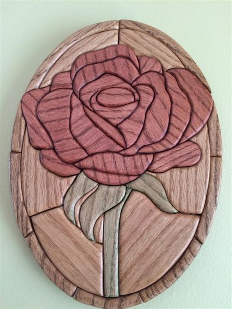 Intarsia Rose Flower Etsy