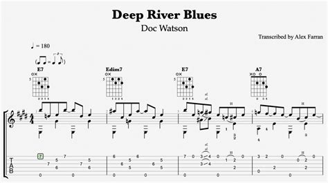 Deep River Blues Doc Watson Guitar Transcription