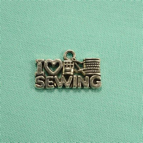 I Love Sewing Mm Antique Silver Tone Single Sided Sewing Charms