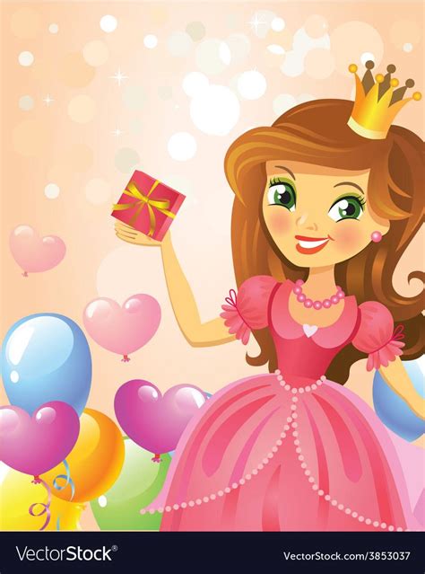 Happy Birthday Princess Greeting Card Vector Image On Vectorstock
