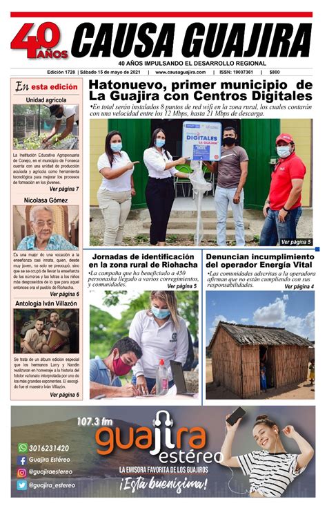 Nuestra Edición De Hoy Sábado 15052021 Causa Guajira