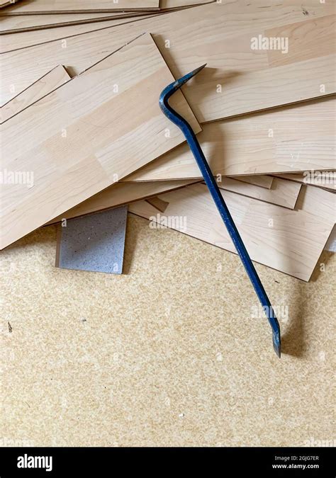 A Crowbar And A Pile Of Broken Planks Stock Photo Alamy