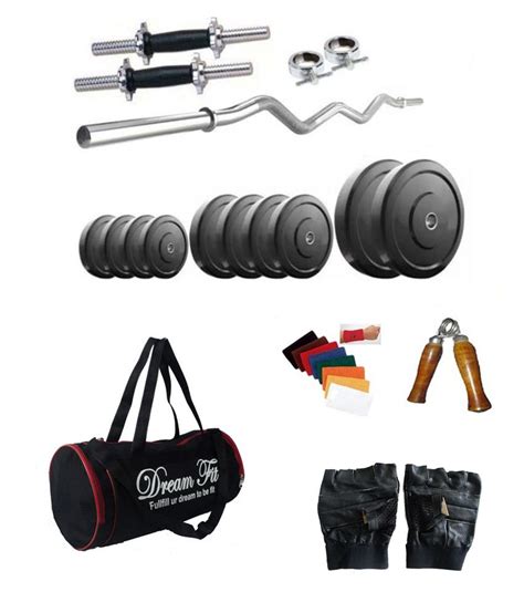 Dreamfit 12 Kg Home Gym With 2 Dumbell Rods 3ft Curl Rod Gym Bag And