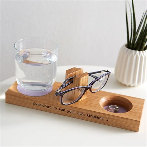 bedside glasses stand with coaster and storage dish ts etsy
