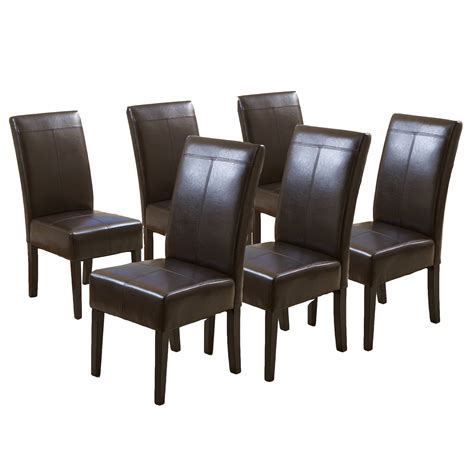 noble house franklin contemporary leather dining chairs set of 6 chocolate brown