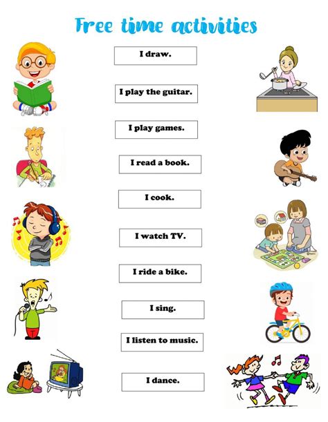 Free Time Activities Interactive Worksheet For Phonics Reading Activities Primary Babe