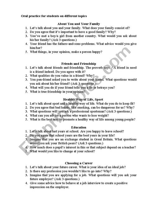 Oral Practice Esl Worksheet By Olgap