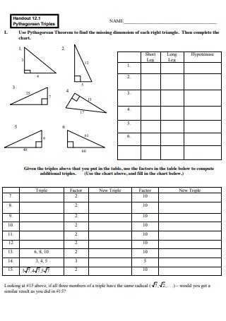 Pythagorean triplet with given sum using single loop. 40+ SAMPLE Pythagorean Theorem Worksheet Templates in PDF ...