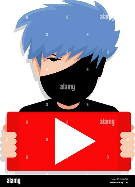 Flat Style Illustration Avatar Of Cute Blue Hair Boy Stock Vector Image