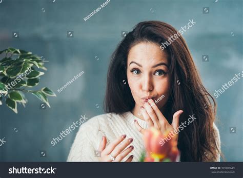 Pretty Girl Licking Her Fingers Show Stock Photo Shutterstock
