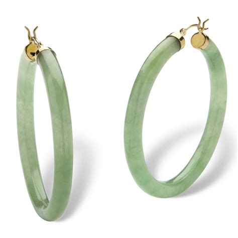 Palm Beach Jewelry Genuine Green Jade Hoop Earring