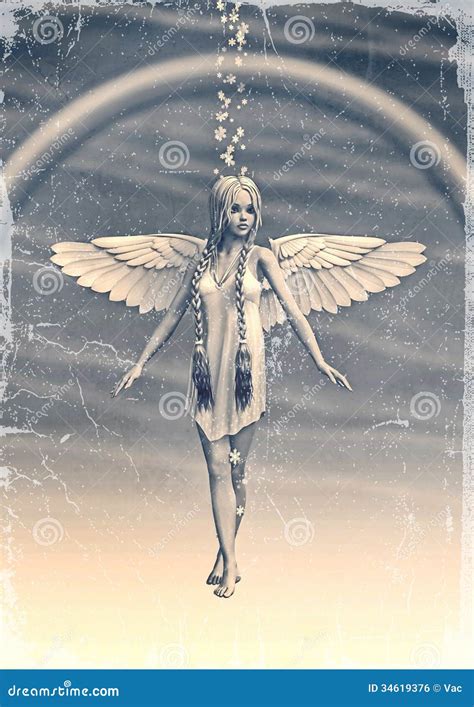 Angel Under The Rainbow Stock Illustration Illustration Of Blue 34619376