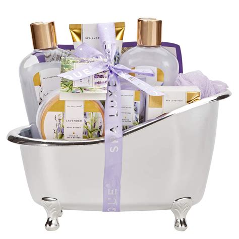 Spa Gift Baskets For Women Lavender Bath Sets Luxury 8 Pcs Home Bath