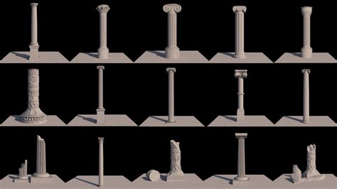 A Collection Of 17 Ancient Columns 3d Model Cgtrader