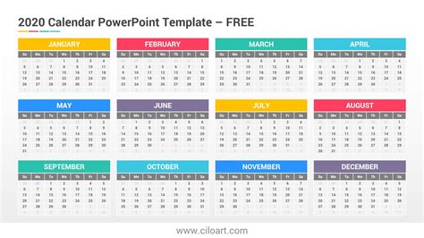 Free 2020 Calendar Powerpoint Template Ciloart