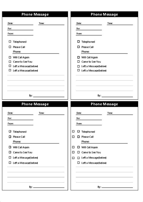 Phone Message Templates With Excel Free Download
