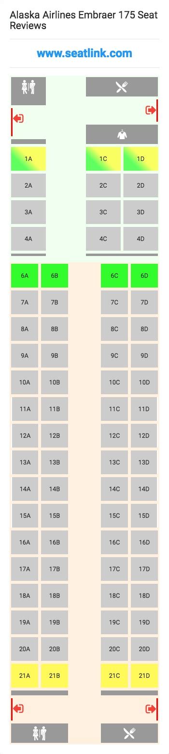 Alaska Airlines Embraer 175 Seating Chart Updated July 2022 Seatlink
