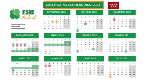 Calendario Escolar Madrid 2022 2023 Publicado En Bocm — Fsie Madrid