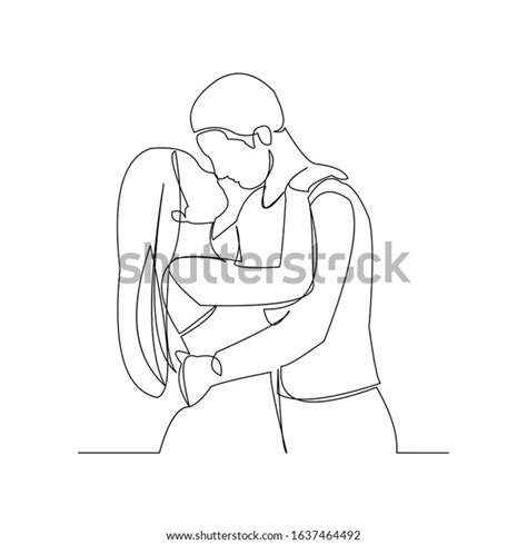 continuous line drawing romantic couple kissing stock vector royalty free 1637464492