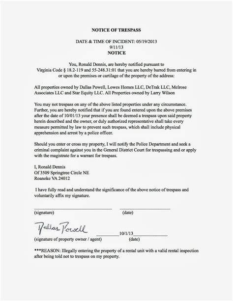 Cease And Desist Trespassing Letter Template Samples Letter With Regard