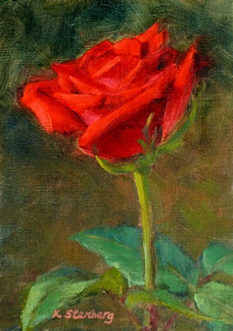 Kim Stenbergs Painting Journal Red Rose Oil On Linen 7 X 5