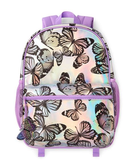 Girls Iridescent Photo Real Butterfly Print Backpack