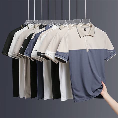 Jual Kaos Polo Shirt Pria Kaos Polos Kerah Pria Lengan Pendek Penyambungan Dan Kontras Warna