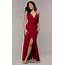 Merlot Red Long Formal Evening Dress With Lace Back