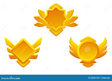 Game Rank Icons Isolated Game Badges Buttons In Different Frame With