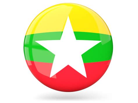 Glossy Round Icon Illustration Of Flag Of Myanmar