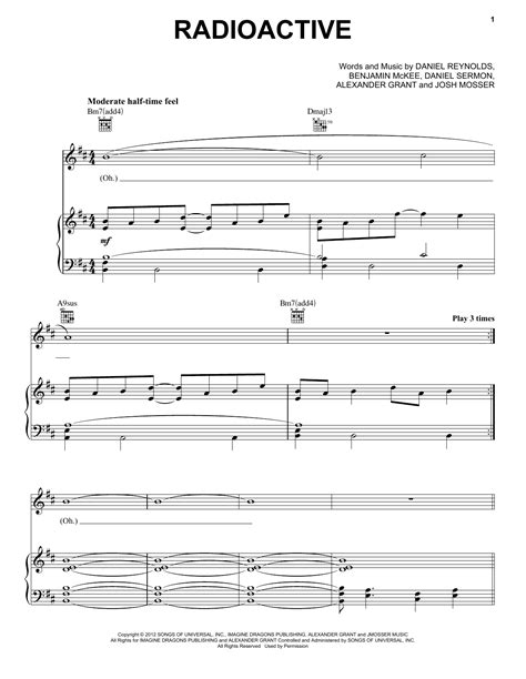 Radioactive Sheet Music By Imagine Dragons Piano Vocal And Guitar