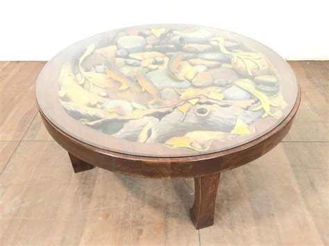 Incredible detail of river bottom, right down to the fingerling trout. Lot - Big Sky Carvers Trout Stream Relief Coffee Table