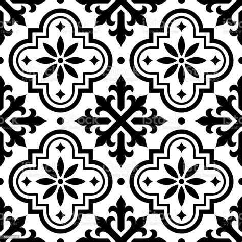 Spanish Tile Pattern Moroccan Tiles Design Seamless Black And White
