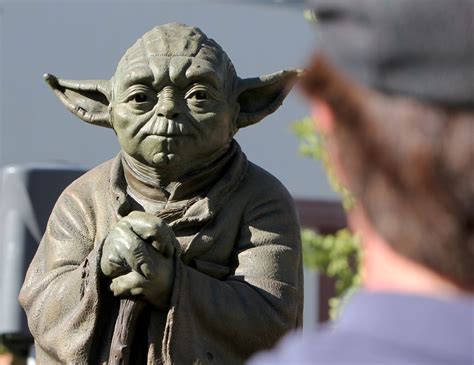 George Lucas Unveils Yoda Indiana Jones Statues In San Anselmo