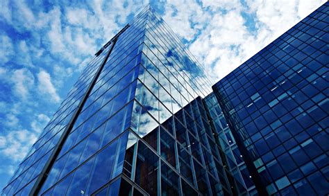 3078385 Architecture Blue Clouds Glass High Rise Offices