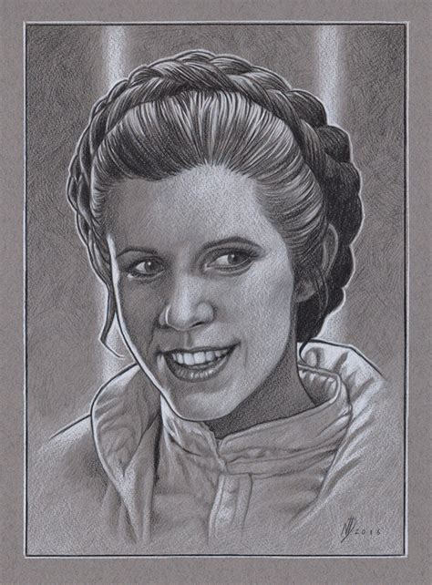 Princess Leia Carrie Fisher Star Wars Pencil Illustration A3 Etsy