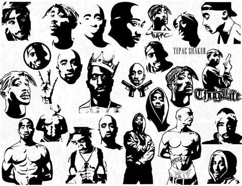 25 Tupac Silhouette Pack Tupac Shakur Silhouette Tupac Svg Etsy In