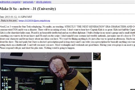 Edmonton Star Trek Fan's Craigslist Ad Seeks Women For Role Play, Not